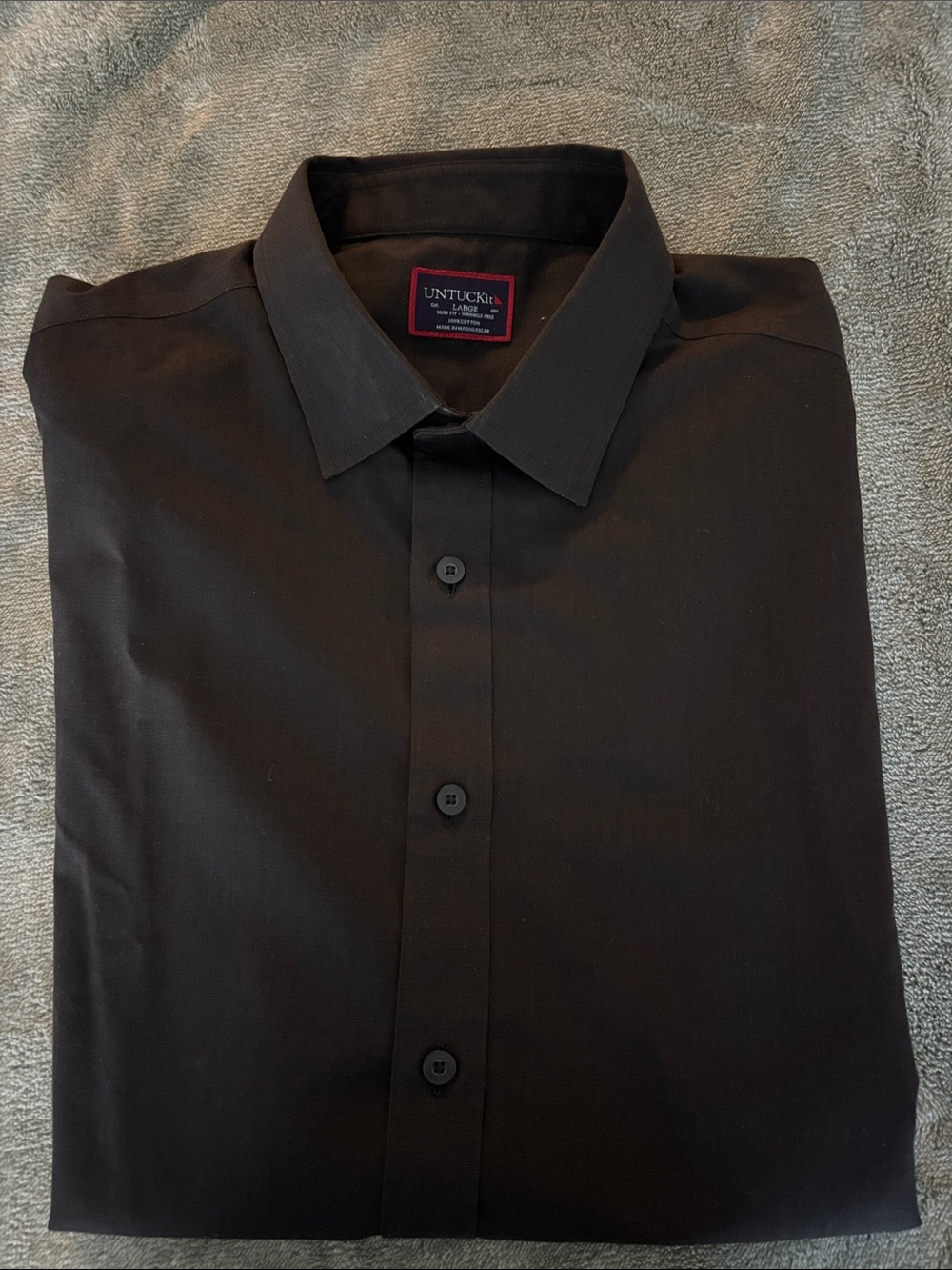 UNTUCKit Men’s Black Long-Sleeve Dress Shirt - Spread Collar